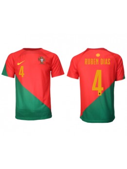 Billige Portugal Ruben Dias #4 Hjemmedrakt VM 2022 Kortermet
